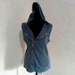 ROXY GRAY HOODED VEST SMALL PETITE